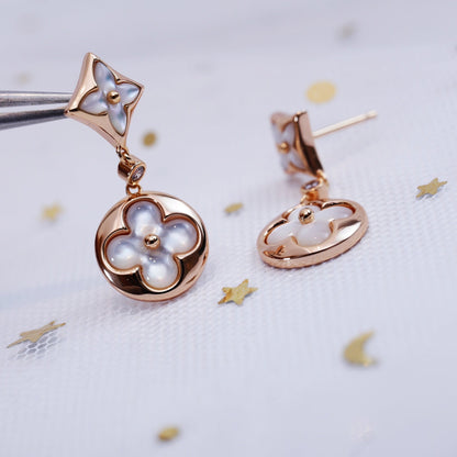 [vivabelle]STAR AND SUN PINK GOLD MOP DROP EARRINGS
