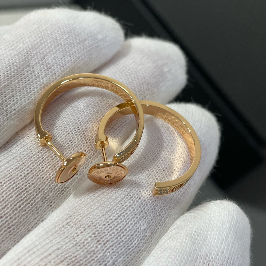 [vivabelle]LOVE DIAMOND PINK GOLD HOOP EARRINGS