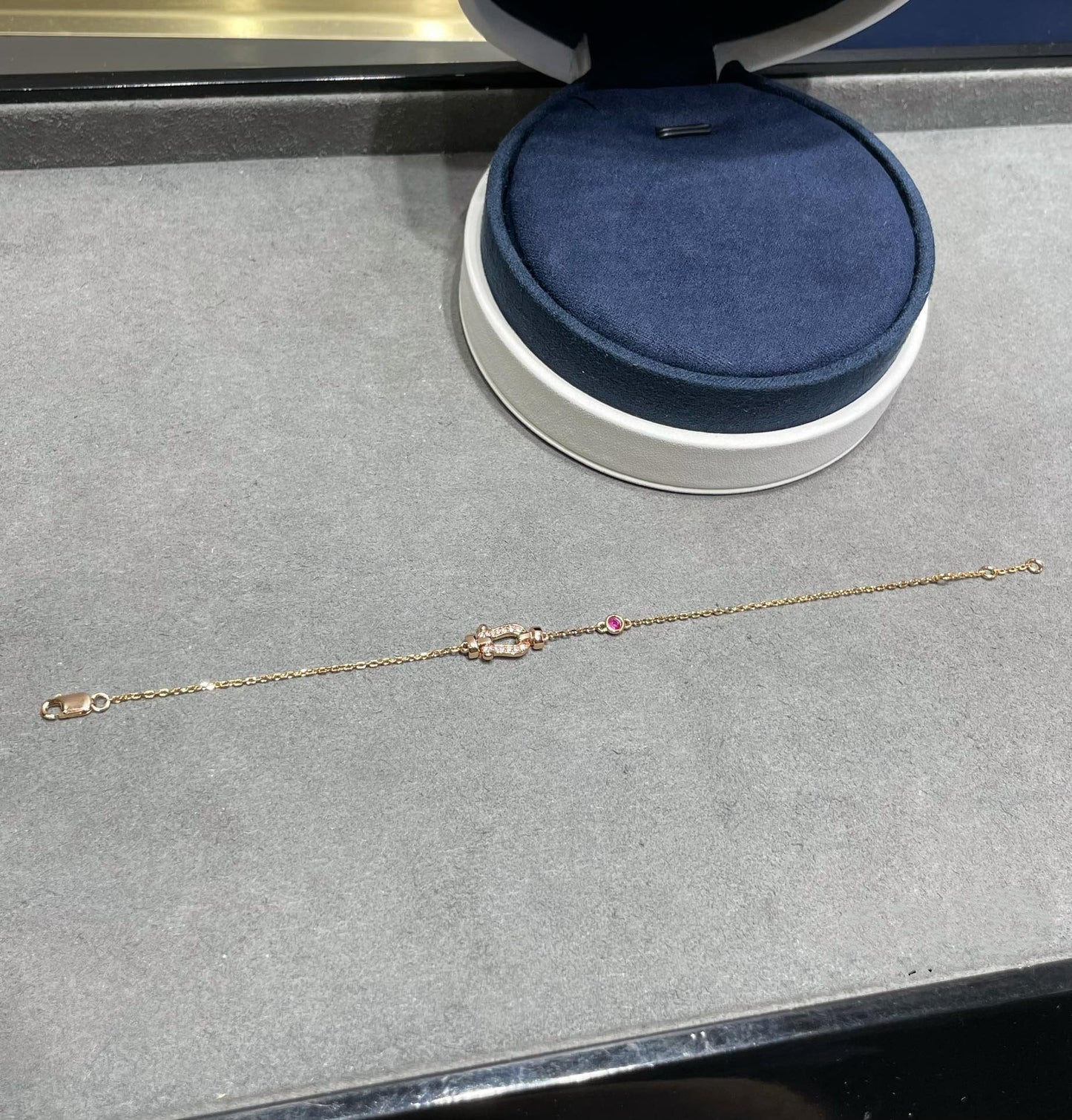 [vivabelle]FORCE 10 DIAMOND CHAIN LINK PINK GOLD BRACELET