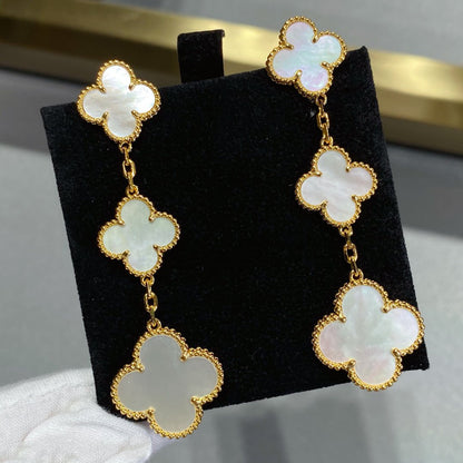 [vivabelle]CLOVER MOP 3 MOTIFS GOLD EARRINGS