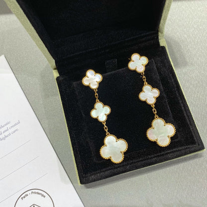 [vivabelle]CLOVER MOP 3 MOTIFS GOLD EARRINGS