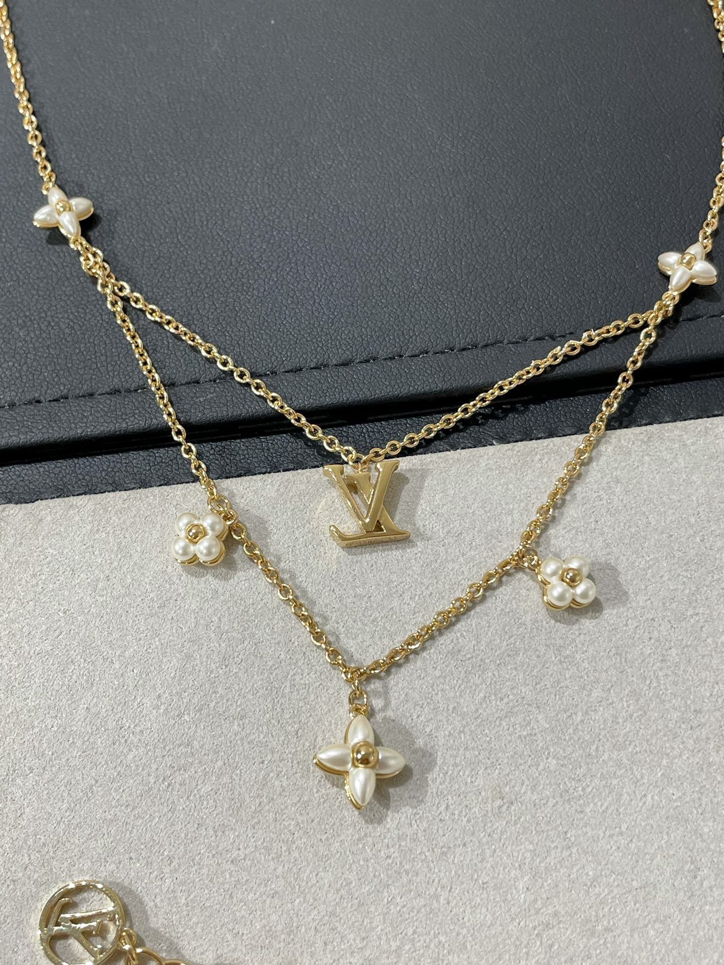 [vivabelle]FLOWERGRAM GOLD MOP DOUBLE ROW NECKLACE
