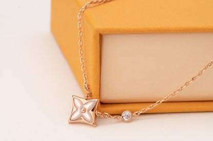 [vivabelle]STAR PINK MOP 1 DIAMOND PINK GOLD NECKLACE