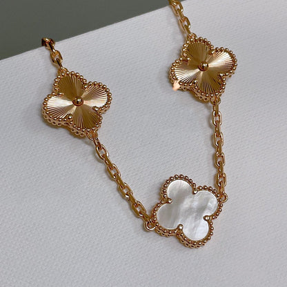 [vivabelle]CLOVER BRACELET 5 MOTIF WHITE MOP PINK GOLD