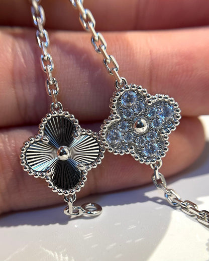 [vivabelle]CLOVER 5 MOTIF SILVER DIAMOND BRACELET