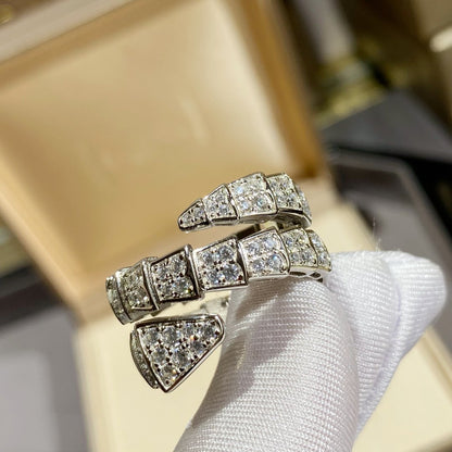 [vivabelle]SERPENTI DOUBLE RING SILVER DIAMOND PAVED