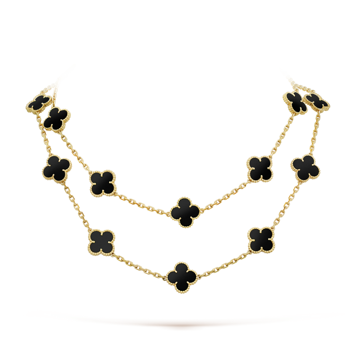 [vivabelle]CLOVER 20 MOTIFS ONYX NECKLACE