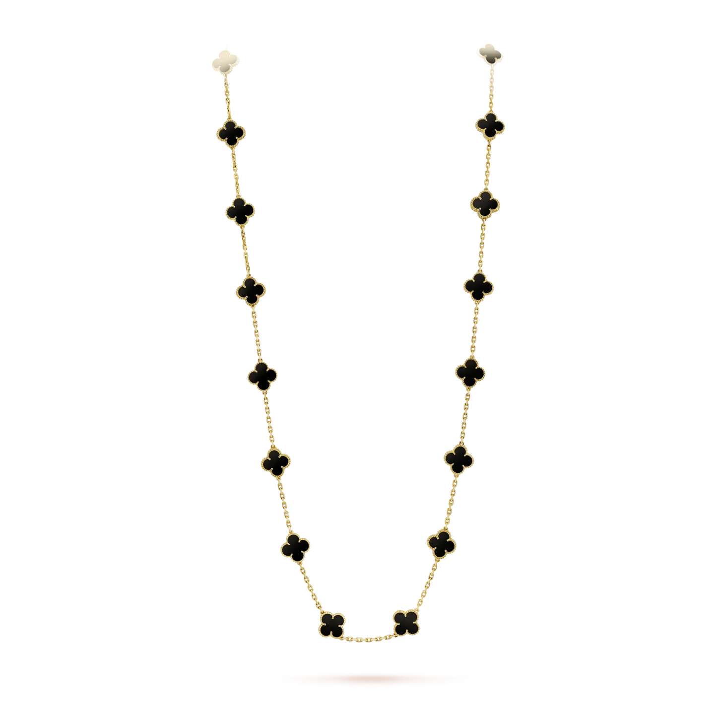 [vivabelle]CLOVER 20 MOTIFS ONYX NECKLACE