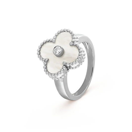 [vivabelle]CLOVER SILVER MOP DIAMOND RING