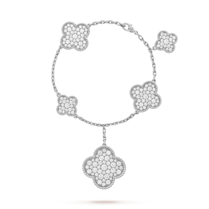 [vivabelle]CLOVER 6 MOTIFS SILVER DIAMOND BRACELET
