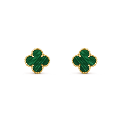 [vivabelle]CLOVER MEDIUM 1 MOTIFS MALACHITE  EARRINGS