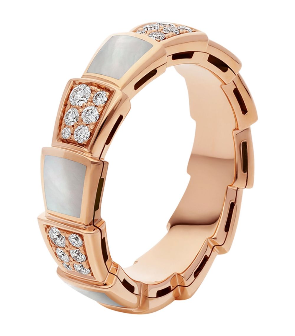 [vivabelle]SERPENTI RING PINK GOLD MOP DIAMOND PAVED 4MM
