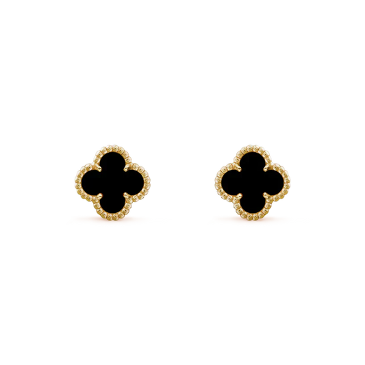 [vivabelle]CLOVER MINI 9.5MM BLACK MOP EARRINGS