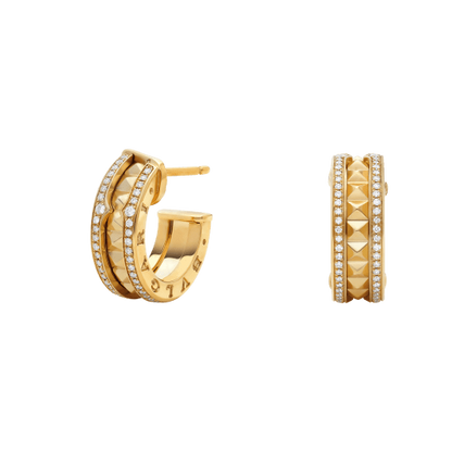 [vivabelle]ZERO 1 ROCK GOLD EARRINGS WITH STUDDED SPIRAL AND PAVED DIAMONDS