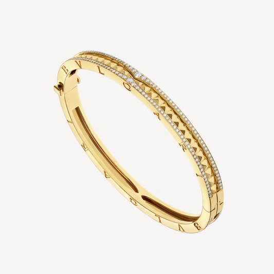 [vivabelle]ZERO 1 SPIRAL AND PAVED DIAMOND GOLD BRACELET