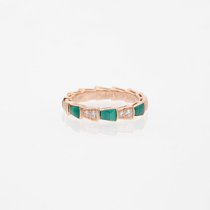 [vivabelle]SERPENTI RING PINK GOLD MALACHITE DIAMOND 3MM