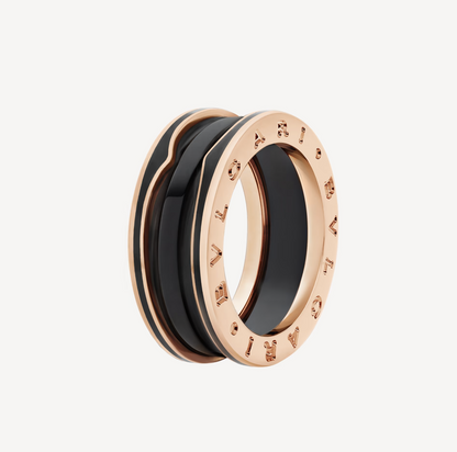 [vivabelle]ZERO 1 TWO-BAND WITH MATTE BLACK CERAMIC PINK GOLD RING