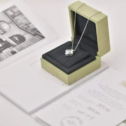 [vivabelle]CLOVER  15MM DIAMOND LASER NECKLACE SILVER