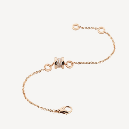 [vivabelle]ZERO 1 SOFT PINK GOLD WITH PAVED DIAMONDS ON THE SPIRAL BRACELET