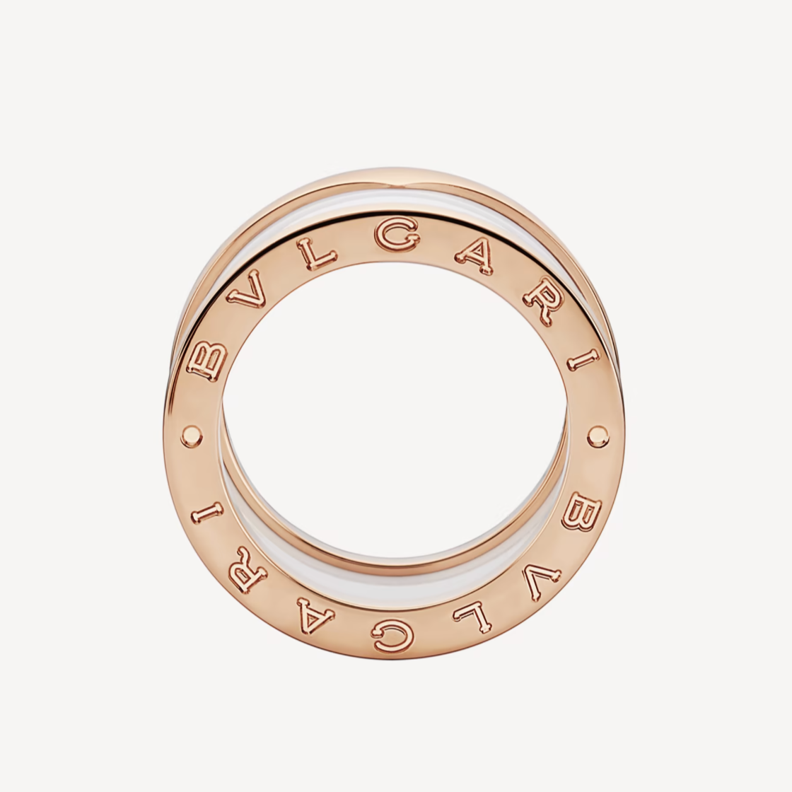 [vivabelle]ZERO 1 FOUR-BAND LOOPS AND WHITE CERAMIC SPIRAL PINK GOLD RING