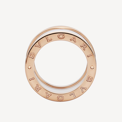 [vivabelle]ZERO 1 FOUR-BAND LOOPS AND WHITE CERAMIC SPIRAL PINK GOLD RING
