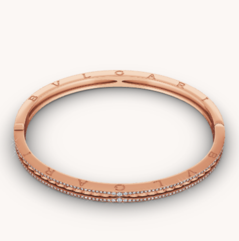 [vivabelle]ZERO 1 SPIRAL AND PAVED DIAMOND PINK GOLD BRACELET