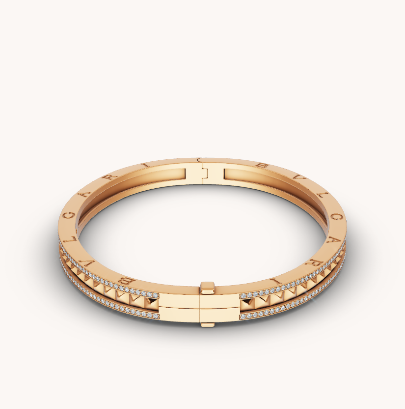 [vivabelle]ZERO 1 SPIRAL AND PAVED DIAMOND GOLD BRACELET