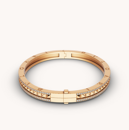 [vivabelle]ZERO 1 SPIRAL AND PAVED DIAMOND GOLD BRACELET