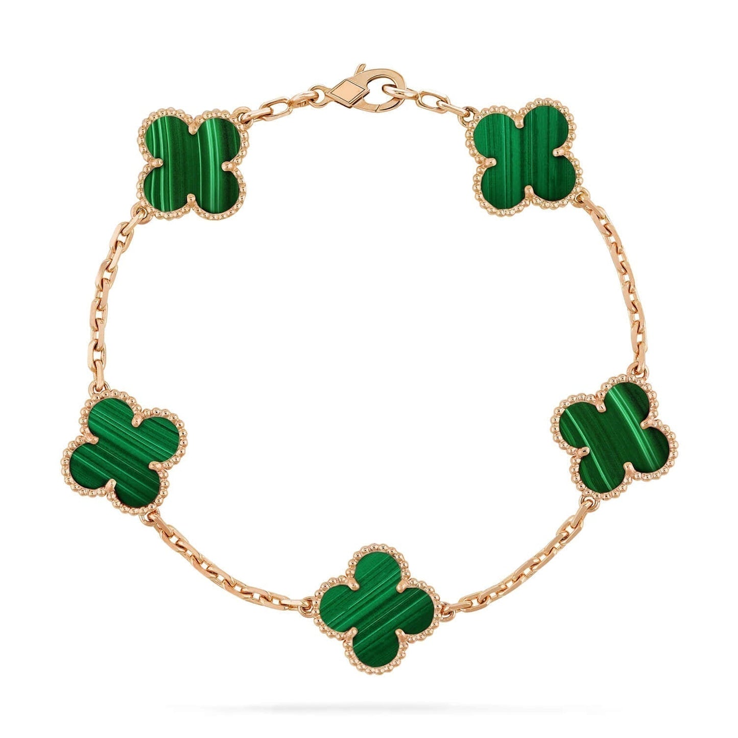 [vivabelle]CLOVER 5 MOTIFS MALACHITE BRACELET