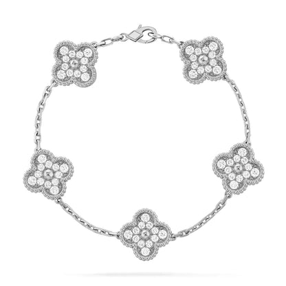 [vivabelle]CLOVER 5 MOTIFS  DIAMOND BRACELET SILVER
