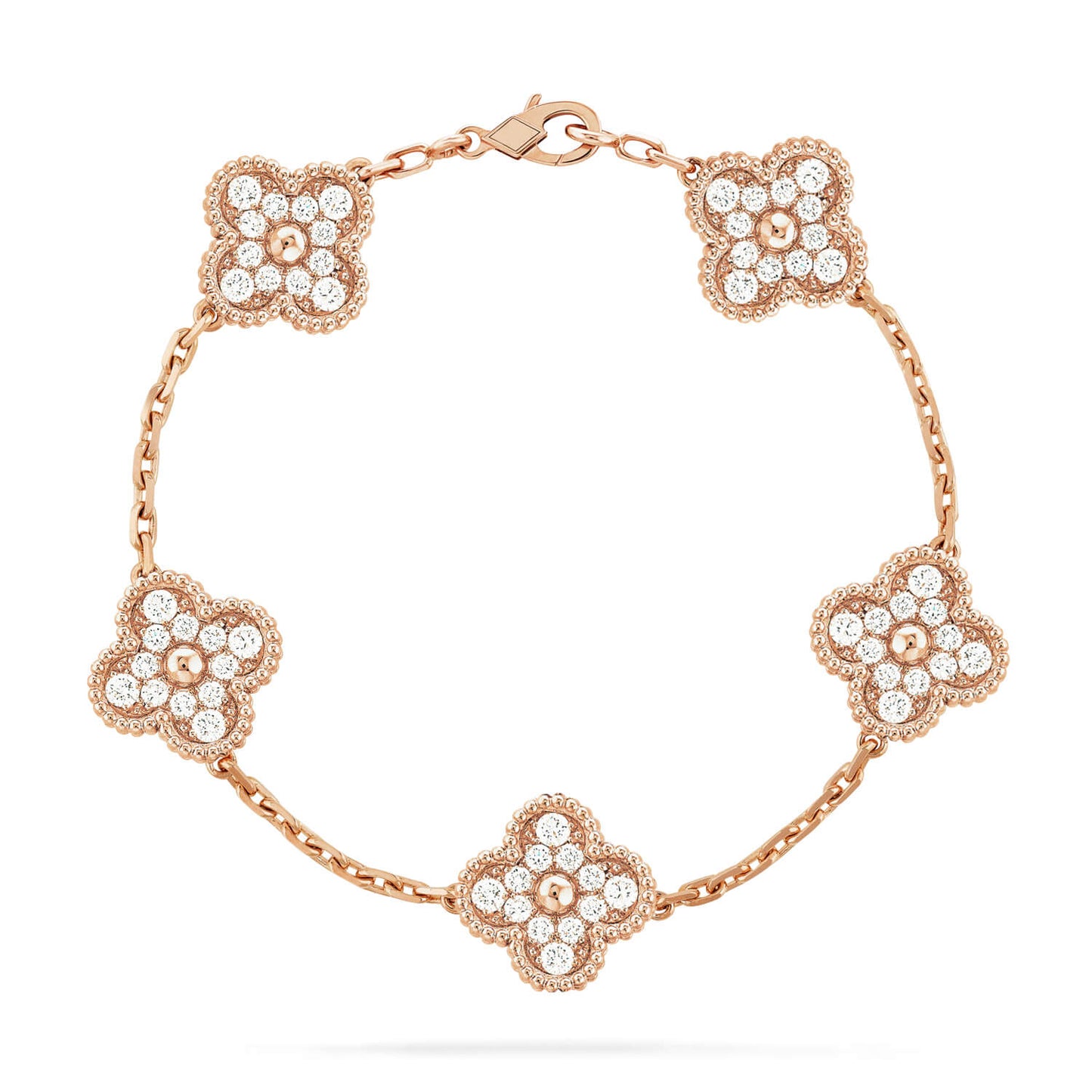 [vivabelle]CLOVER 5 MOTIFS  FULL DIAMOND BRACELET