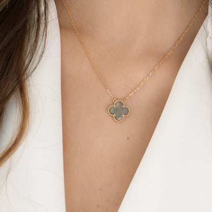 [vivabelle]CLOVER 15MM  GRAY MOTHER OF PEARL NECKLACE