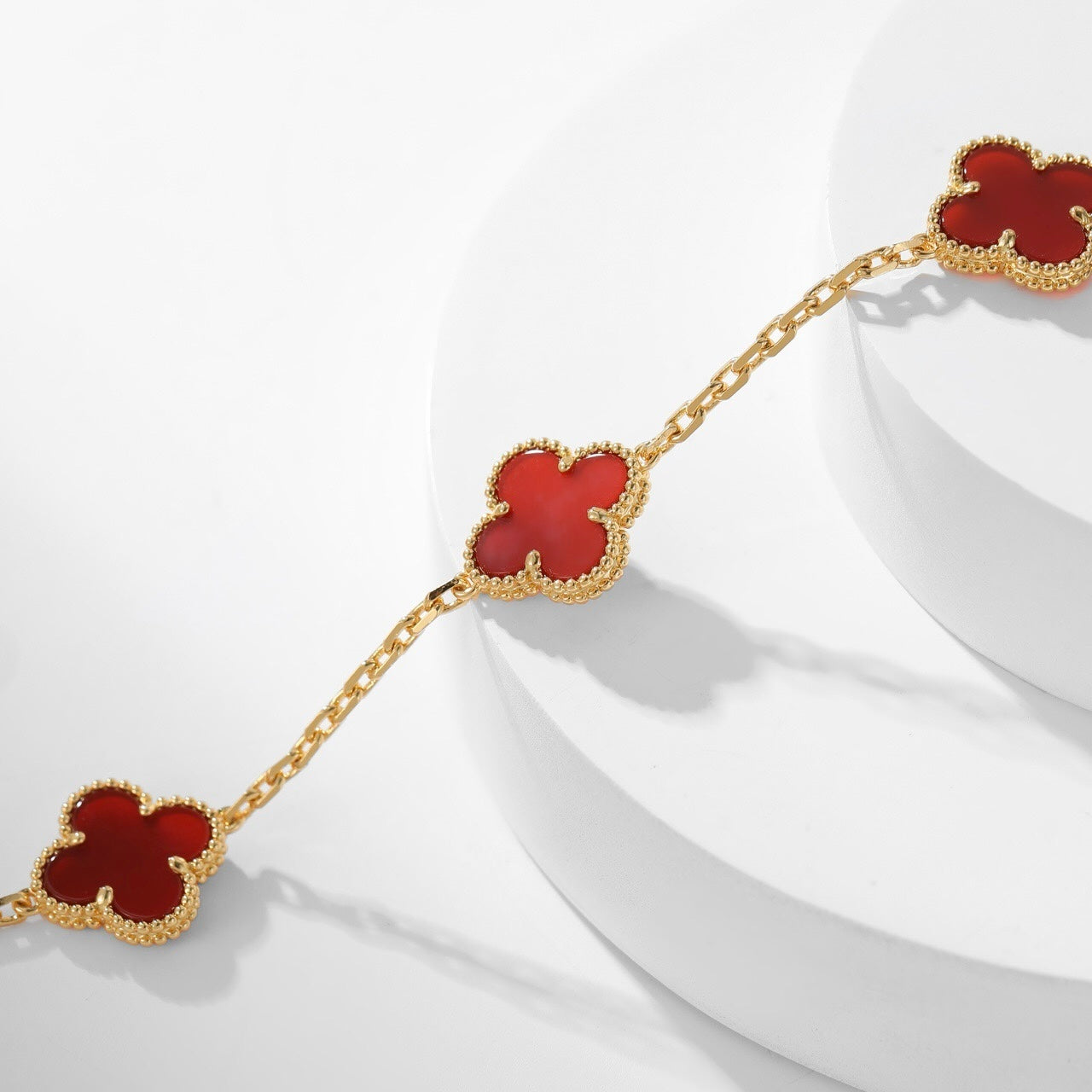 [vivabelle]CLOVER 10 MOTIFS CARNELIAN NECKLACE