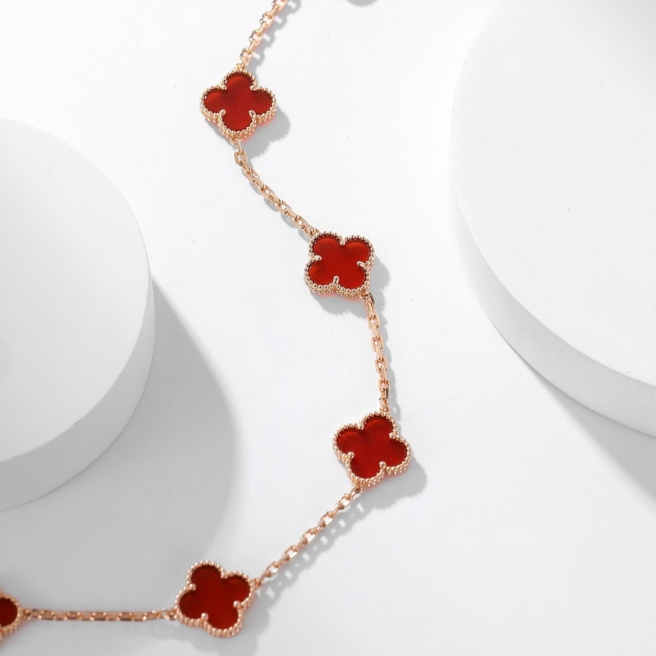 [vivabelle]CLOVER 10 MOTIFS CARNELIAN NECKLACE