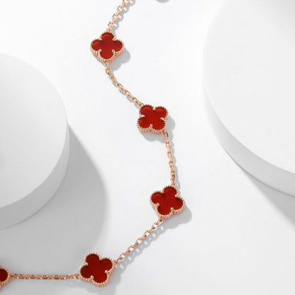 [vivabelle]CLOVER 10 MOTIFS CARNELIAN NECKLACE
