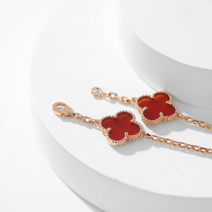 [vivabelle]CLOVER 10 MOTIFS CARNELIAN NECKLACE