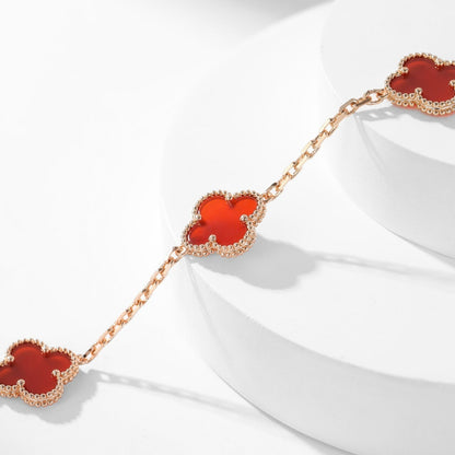 [vivabelle]CLOVER 10 MOTIFS CARNELIAN NECKLACE