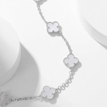 [vivabelle]CLOVER 10 MOTIFS WHITE MOTHER OF PEARL NECKLACE