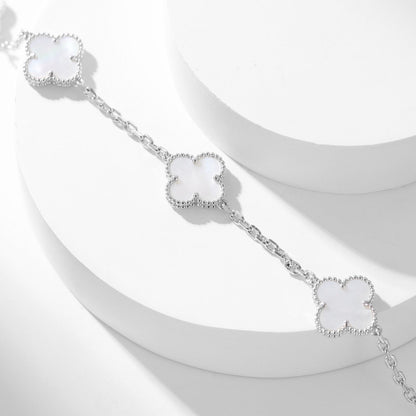 [vivabelle]CLOVER 10 MOTIFS WHITE MOTHER OF PEARL NECKLACE
