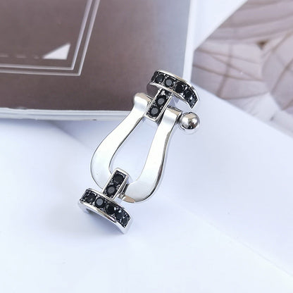 [vivabelle]FORCE LARGE HORSESHOE BLACK DIAMOND BRACELET SILVER