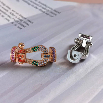 [vivabelle]FORC LARGE HORSESHOE  COLORED DIAMOND BRACELET SILVER