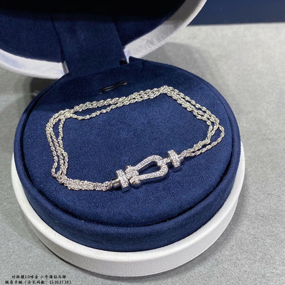 [vivabelle]FORCE SMALL HORSESHOE  DIAMOND CHAIN ROPE BRACELET