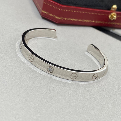 [vivabelle]LOVE BRACELET 6.1MM 1 DIAMOND OPEN CUFF