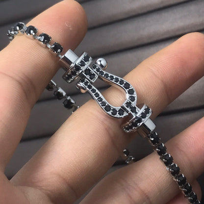 [vivabelle]FORCE  LARGE HORSESHOE FULL DIAMOND TENNIS BRACELET