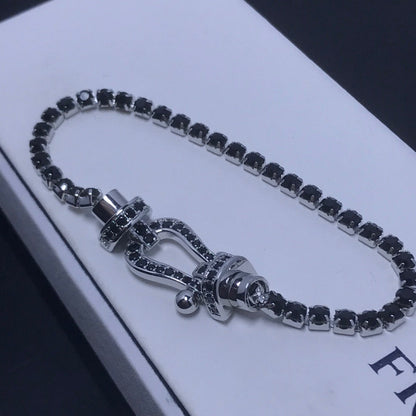 [vivabelle]FORCE  LARGE HORSESHOE FULL DIAMOND TENNIS BRACELET