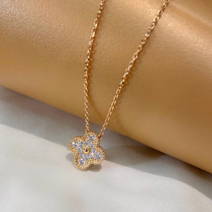 [vivabelle]CLOVER 15MM DIAMOND SINGLE FLOWER NECKLACE
