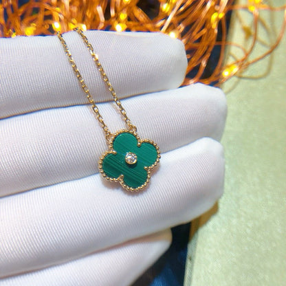 [vivabelle]CLOVER 15MM DIAMOND TURQUOISE NECKLACE