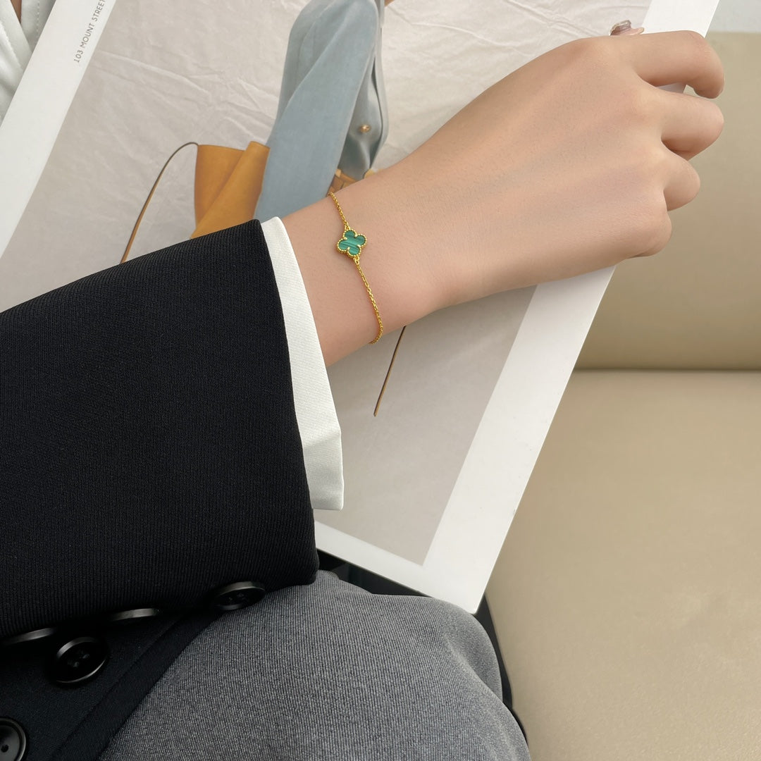 [vivabelle]CLOVER BRACELET MALACHITE 1 MOTIF