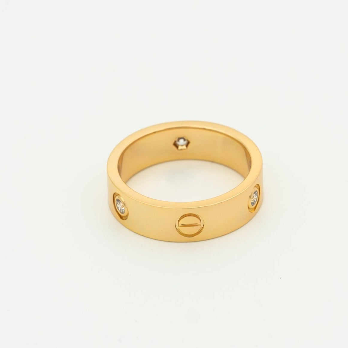 [vivabelle]LOVE RING 5.5MM 3 DIAMONDS PINK GOLD