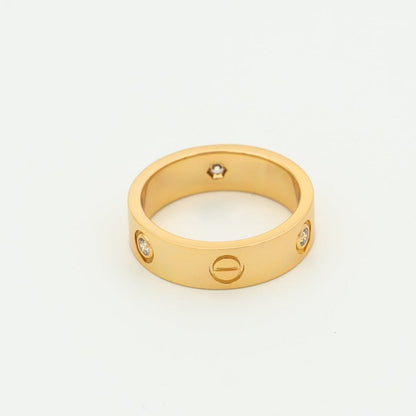 [vivabelle]LOVE RING 5.5MM 3 DIAMONDS PINK GOLD